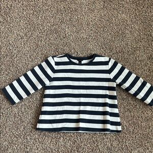 Ann Taylor Navy and White Striped Long Sleeve Tee